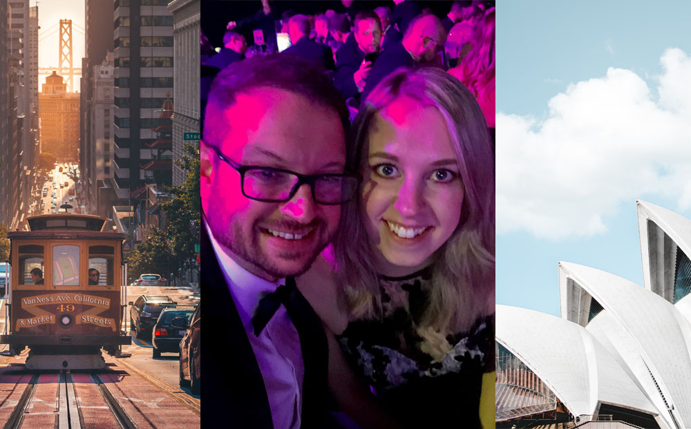 Sydney opera house and street in San Francisco 